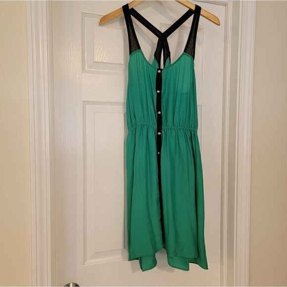 Silence + Noise UO Dress Green Black Medium - Picture 1 of 4